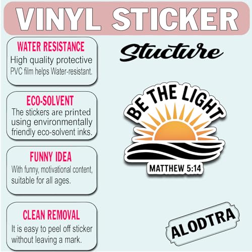 (3pcs) Be The Light Matthew 5 14 Bible Verse Sticker Christian Faith Quote for Laptop Water Bottle Vinyl. Size 2.5" x 3" - color: Be the Light Matthew 5 14