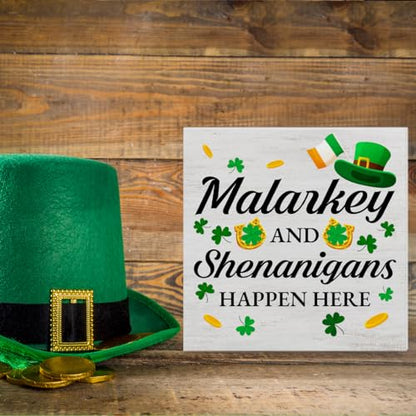 St. Patricks Day Decor, Rustic Malarkey and Shenanigans Wood Sign - color: Malarkey