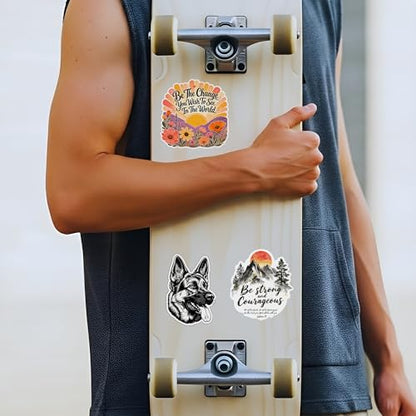 Be The Change You Wish to See Sticker, Floral Sunrise Mountain Design - color: Be the Change You Wish to See