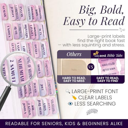 90 Christian Bible Tabs for Women & Men - Lavender Marble - color: Lavender Marble
