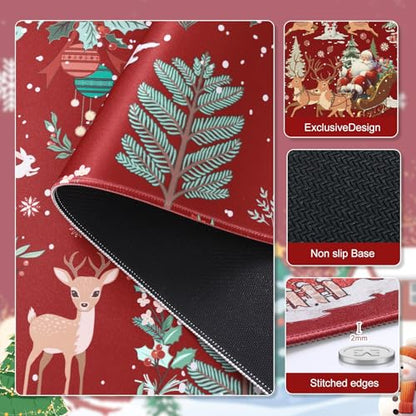iCasso Christmas Desk Mat, Winter Forest Large Mouse Pad,Red - color: 1-a-red