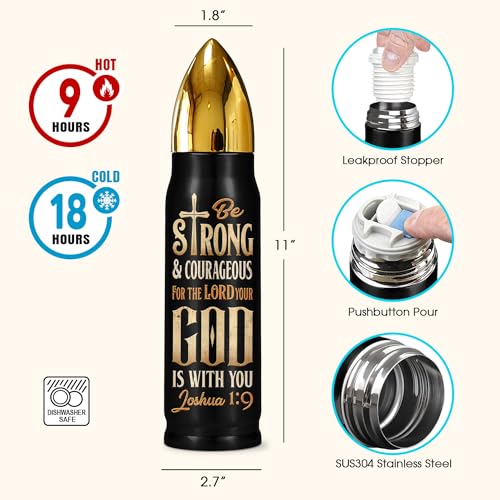 Christian Gifts for Men, Fathers Day Christian Gifts, Church Fathers Day Gift, Pastor Appreciation Gift, 17 oz Faith Based Inspirational Religious Bullet Tumbler for Men, Dad, Pastor