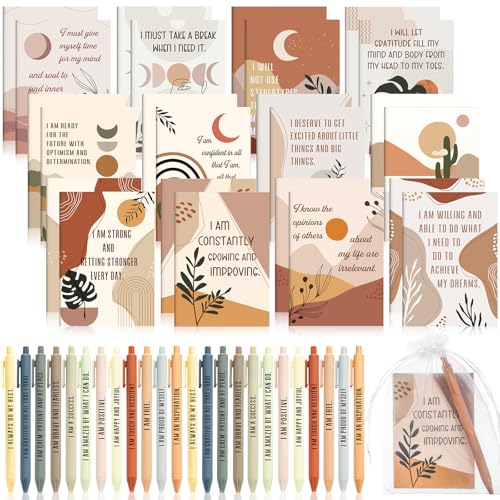 Mooliwe 24 Pcs Affirmation Notebooks Pens Bulk Gifts, Gratitude,Rainbow - style: Rainbow