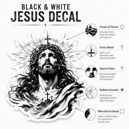 5 Pcs Jesus Crown of Thorns Sticker Set, Vinyl Jesus Car Decals - size: 3 inch