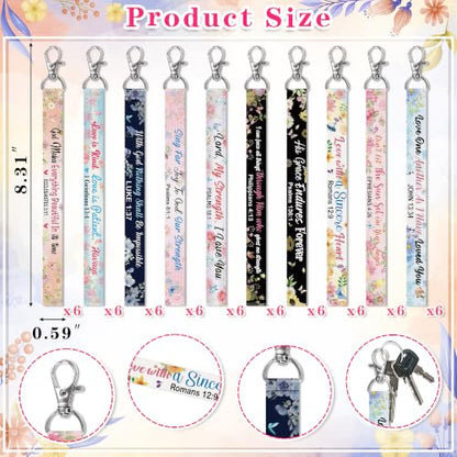 60 Pcs Christian Lanyard Bible Verse Keychain Gifts Bulk