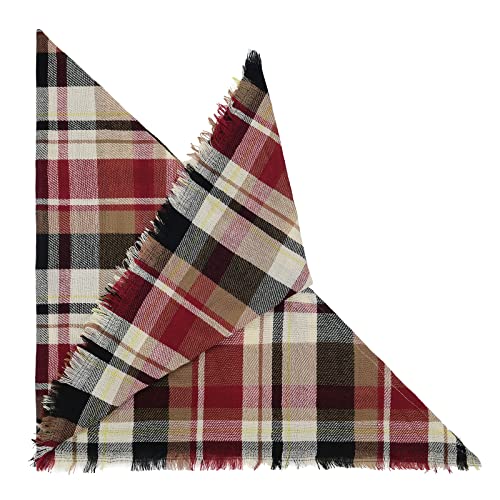 American Trends Scarfs for Women Winter Triangle Scarf Classic Plaid Warm Scarf Soft Scarves Knitted Wrap Shawl - color: Triangle Red & Beige & Black