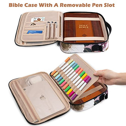 Bible Cover for Women, Large Bible Case with Handles, Bible Bag & Organizer