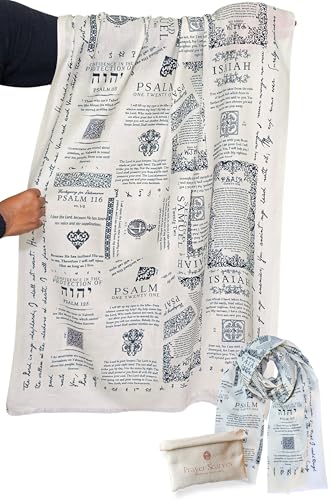 Protection Bible Verse Shawl w/Psalm 91 Vintage Scripture Scarf with 7 Bible Verses,100% Cotton