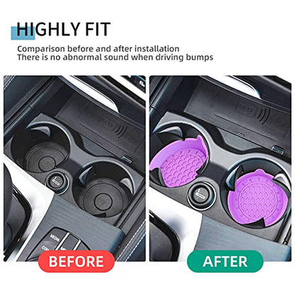Amooca 2-Pack Spill-Proof Cup Coasters Non-Slip Car Cup Holder Inserts - color: Purple, size: 2 pack