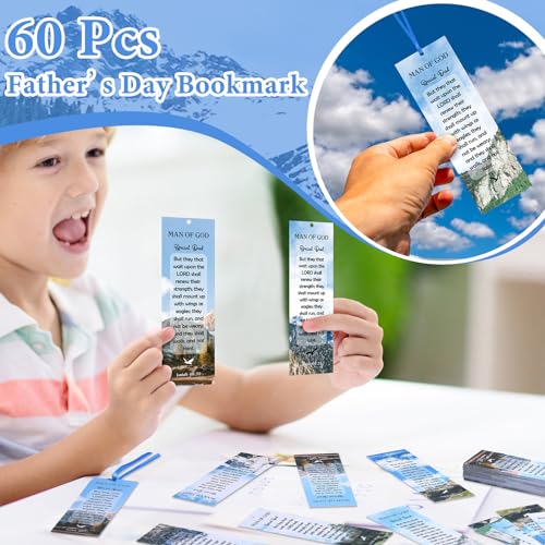Dispowreath 60 Pcs Man of God Bookmarks Religious Christian Father's Day - style: Man of God
