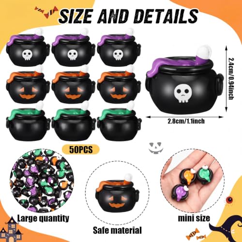 50 Pcs Halloween Mini Resin Figures Bulk Resin Witch Cauldron Figures - style: Witch Cauldron
