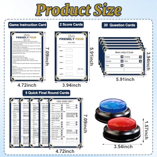 Christian Bible Family Feud Game with 2 Buzzers, Religious Trivia Quiz Card Game for Church Groups, Easter Parties, Team Building and Family Game Night