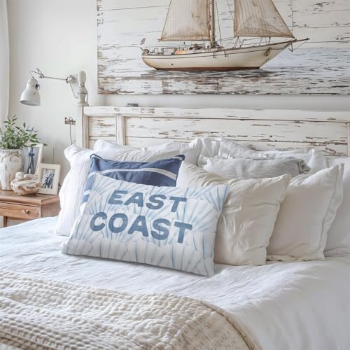 Lacama Coastal Room Decor, Blue Coastal Throw Pillow Cover 12x20, Blue Dorm Decor, East Coastal Decorative Throw Pillow Covers Pillowcases for Couch Bed Girly Room Bedroom Dorm - color: Coast-east Coast-seashell