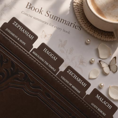UPAFEXXI-Laminated Bible Tabs with Book Summaries, Bible Study Supplies - color: Summaries Brown2