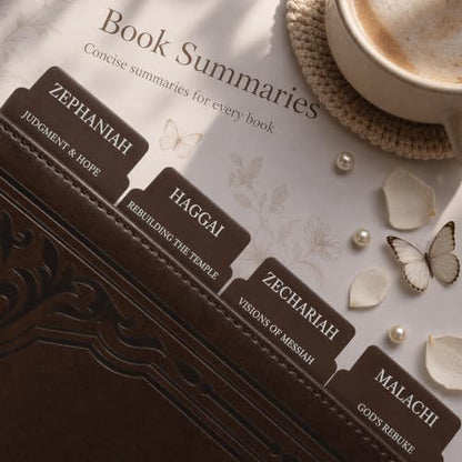 UPAFEXXI-Laminated Bible Tabs with Book Summaries, Bible Study Supplies - color: Summaries Brown2