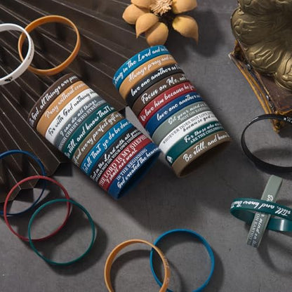 QEERBSIN Bible Verse Silicone Bracelets,Bulk Scripture Silicone Wristbands - color: Classic Color