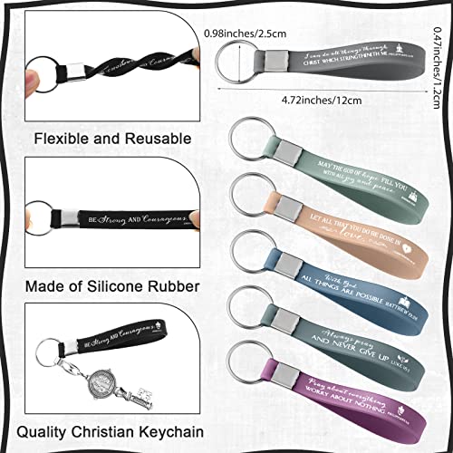 Sureio 36 Pcs Inspirational Christian Gift Silicone Keychain Bulk Religious Bible Verse Church Gift for Women Men Grandparent - color: Mixed Color