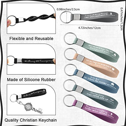 Sureio 36 Pcs Inspirational Christian Gift Silicone Keychain Bulk Religious Bible Verse Church Gift for Women Men Grandparent - color: Mixed Color