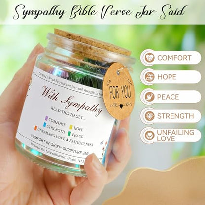 Sympathy Gift Bible Verses Jar for Daily Rememberance – Christian Grief Gift for Women, Memorial Decorative Jar with 100 Bible Verses for Loss of Loved Ones, Religious Bereavement Present