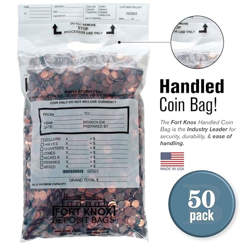 BankSupplies Poly Coin Bags 13 x 22 Tamper Evident Handled Coin Bags 50 Pack - size: 13 x 18 inches