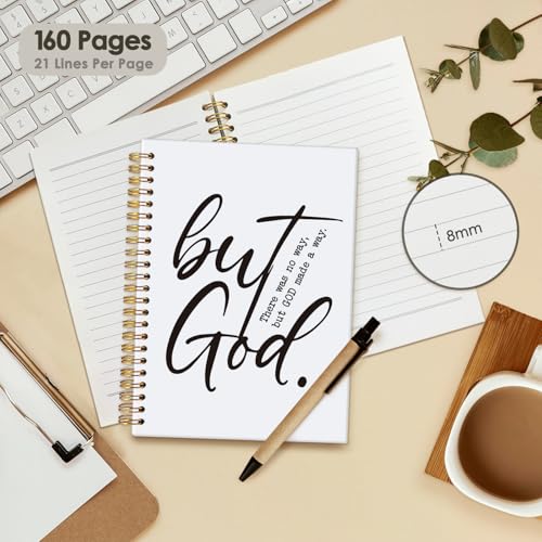 Wheatwin Bible Notebook for Women Men, Christian Journal, But God Inspirational Christian Church Notebook Hardcover Spiral Notebook 5.5x8.3 - color: But god