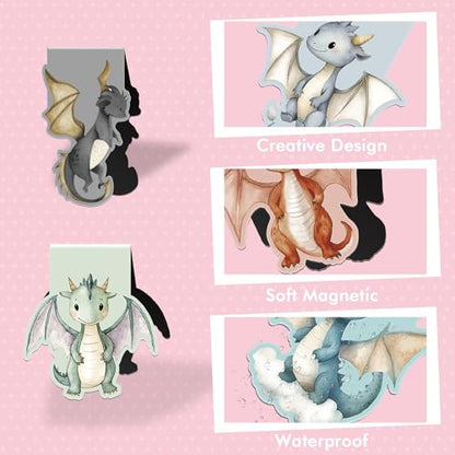 Cute Dragon Magnetic Bookmarks, Animal Book Marks for Young Readers - style: Cute Dragon