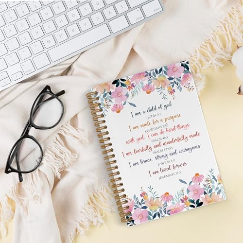 Christian Inspirational Spiral Notebook, Bible Journal Journal Notebook, Christian Notebook Gifts for Women Kids, Church Notes Notebook, Christian Scripture Notebooks for School, 5.5x8.3 Inch - color: god flower