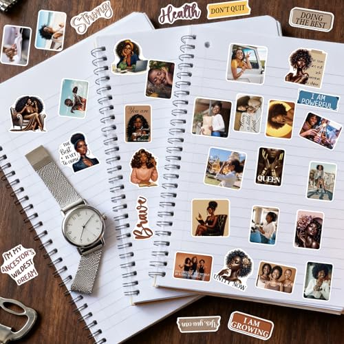 50 Pcs Black Girl Stickers Motivational Affirmation Decals - style: Black Women Brown