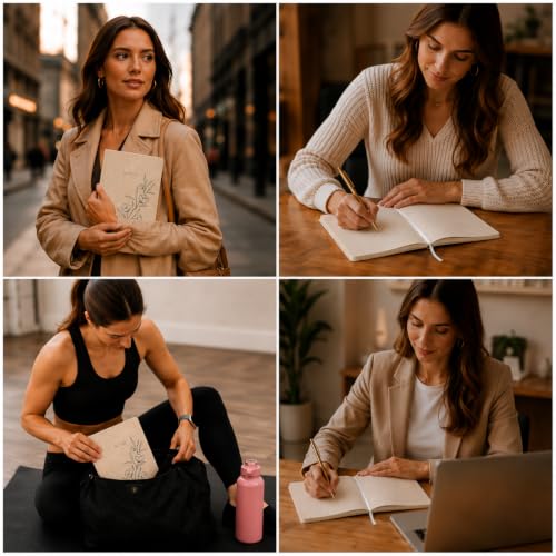 WORLD TRAVELER Large Lined Journal Notebook 256 Ruled White & Ivory Pages - color: Linen Floral