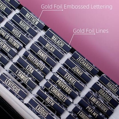 UPAFEXXI-Bible Tabs for Women and Men, 3D Gold Foil Embossed Lettering - color: Navy Blue