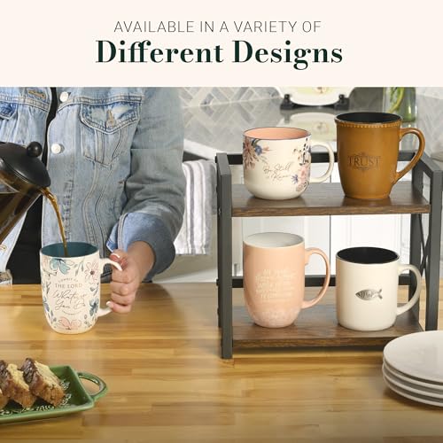Christian Art Gifts Large Inspirational Ceramic Coffee & Tea Scripture Mug - color: White & Black/Jesus Fish