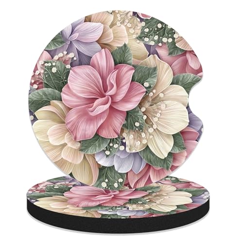 Car Coasters for Cup Holders - Retro Flower Floral - color: Retro Flower Floral