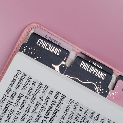 UPAFEXXI-Bible Tabs for Women and Men, 3D Gold Foil Embossed Lettering - color: Pink5