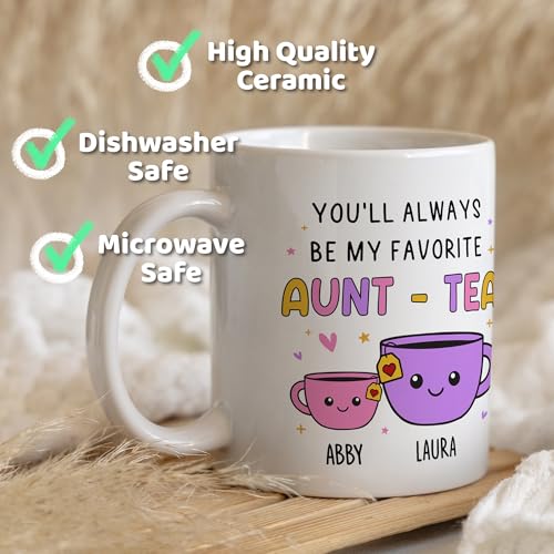 Custom Gifts For Aunt, Auntie - My Favorite Aunt-tea Gift, Funny Best Aunty Mug with Custom Name - Perfect Birthday, Christmas Gifts For Auntie From Niece, Nephew - color: Auntea Customizable