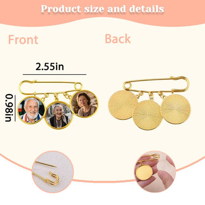 Wedding Double Picture Frame Brooch for Bride Grooms Boutonniece Pin for Wedding Bouquet - color: Color P