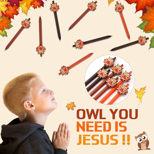 Yexiya 48 Pcs 24 Sets Fall Christian Gifts Bulk, Owl You Need Is Jesus Pens