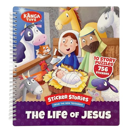 Activity Sticker Book 7 and Up The Life of Jesus Sticker Stories Puzzle Book Explore 10 New Testament Adventures 756 Reusable Stickers Spiral Binding - style: The Life of Jesus