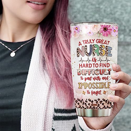 WAZONE Personalized Nurse Tumbler With Photo Picture Leopard Style Insulated Cup 20oz 30oz Stainless Steel Travel Mug Customized Registered Nurses Women Girls Appreciation Week Nursing Gifts - color: Nurse