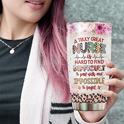 WAZONE Personalized Nurse Tumbler With Photo Picture Leopard Style Insulated Cup 20oz 30oz Stainless Steel Travel Mug Customized Registered Nurses Women Girls Appreciation Week Nursing Gifts - color: Nurse