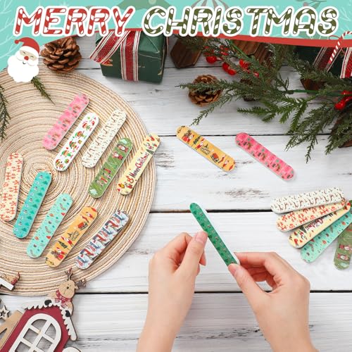 50 Pack Christmas Mini Nail Files Bulk Xmas Emery Boards Gifts - style: Elegant
