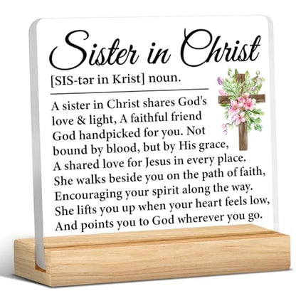 Sister in Christ Gifts for Women Acrylic Desk Sign - color: M60A03