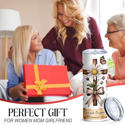 Christian Skinny Tumbler,Faith-Based Inspirational Tumbler Gift for Women - color: White-Brown