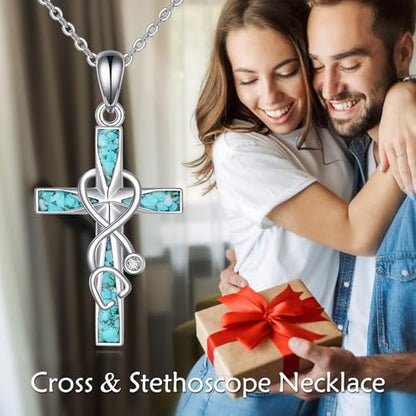 ONEFINITY Cross Necklace 925 Sterling Silver Cross Pendant Religious Jewelry Gifts - style: Nurse Cross Necklaces