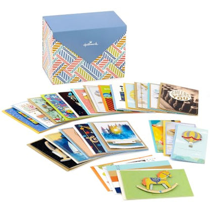 Hallmark All Occasion Cards, Assorted 24-Pack with Organizer (Herringbone)