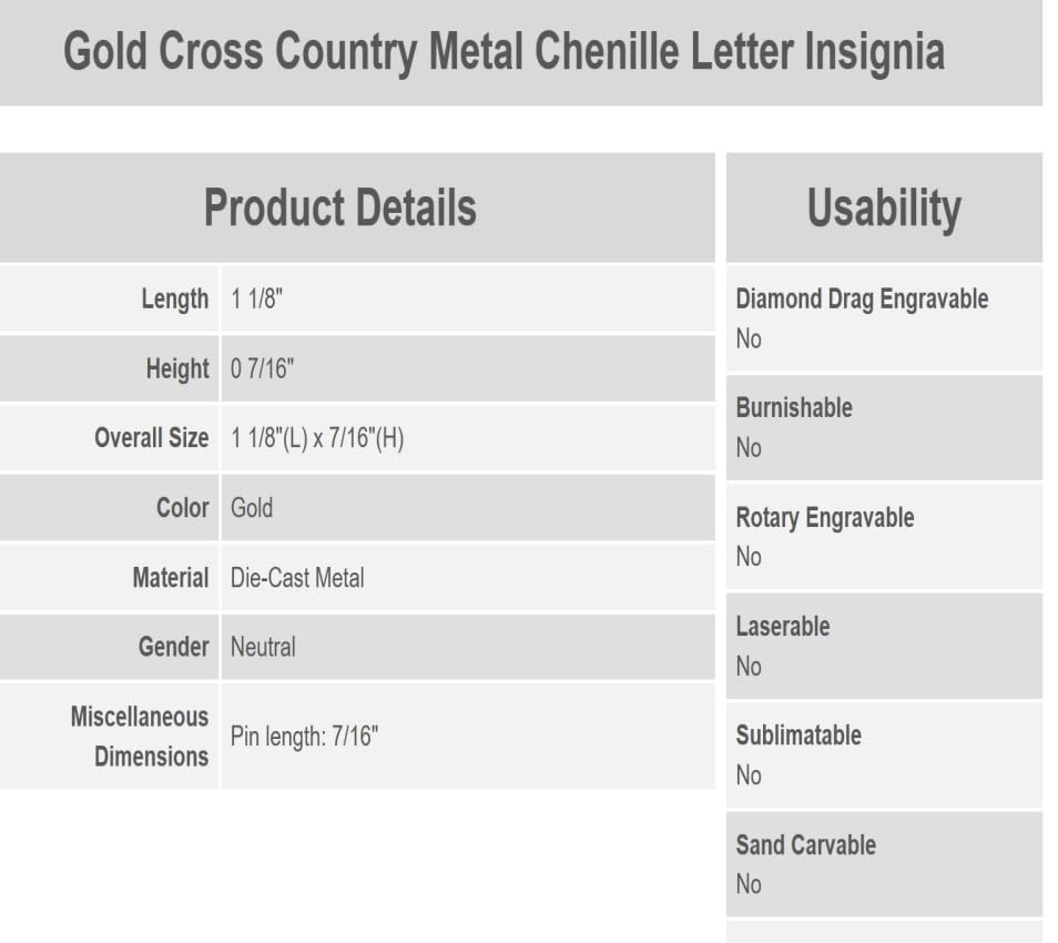 Sport Pins. Chenille Letter Pins. 4 Per order. School Sports Pin for Recognition and Achievement. - style: Cross Country