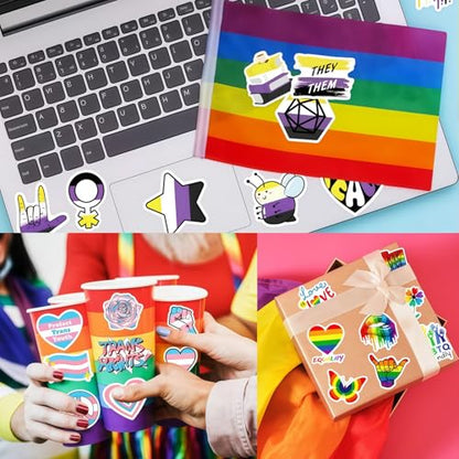 300 PCS Pride Stickers Bulk, Mixed All Kinds of LGBTQ+ Stickers for Trans Lesbian LGBTQ Bi, Gay Pride Accessories, Rainbow Stickers for Pride Month Decorations & Party Supplies(No Duplicates) - style: 300 PCS Pride Stickers
