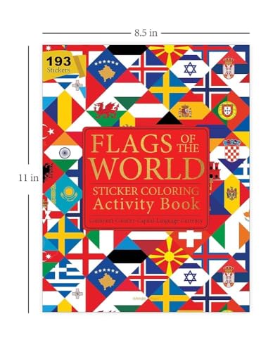 Flags of the World - Sticker Coloring Activity Book For Children : Continent, Country, Capital, Language and Currency