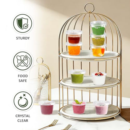 500 Pack 1 oz Jello Shot Cups, Disposable Condiment Cups with Lids - size: 1oz-500p