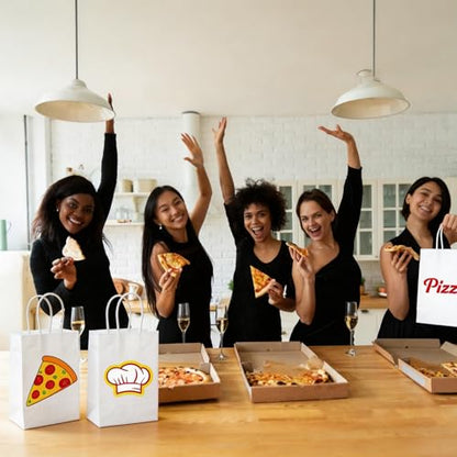 Weekgrat 18 Pcs Pizza Party Themed Bags with Handles 3 Styles Double Side Print Snack Candy Gift Bag for Pizza Party Decor Supplies - style: Pizza