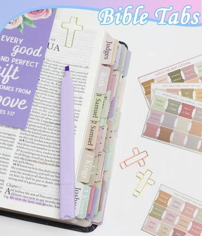 Bible Study Supplies, Bible Journaling Kit Tabs Cross Paper Clips, Highlighters and Pens No Bleed Journaling Supplies